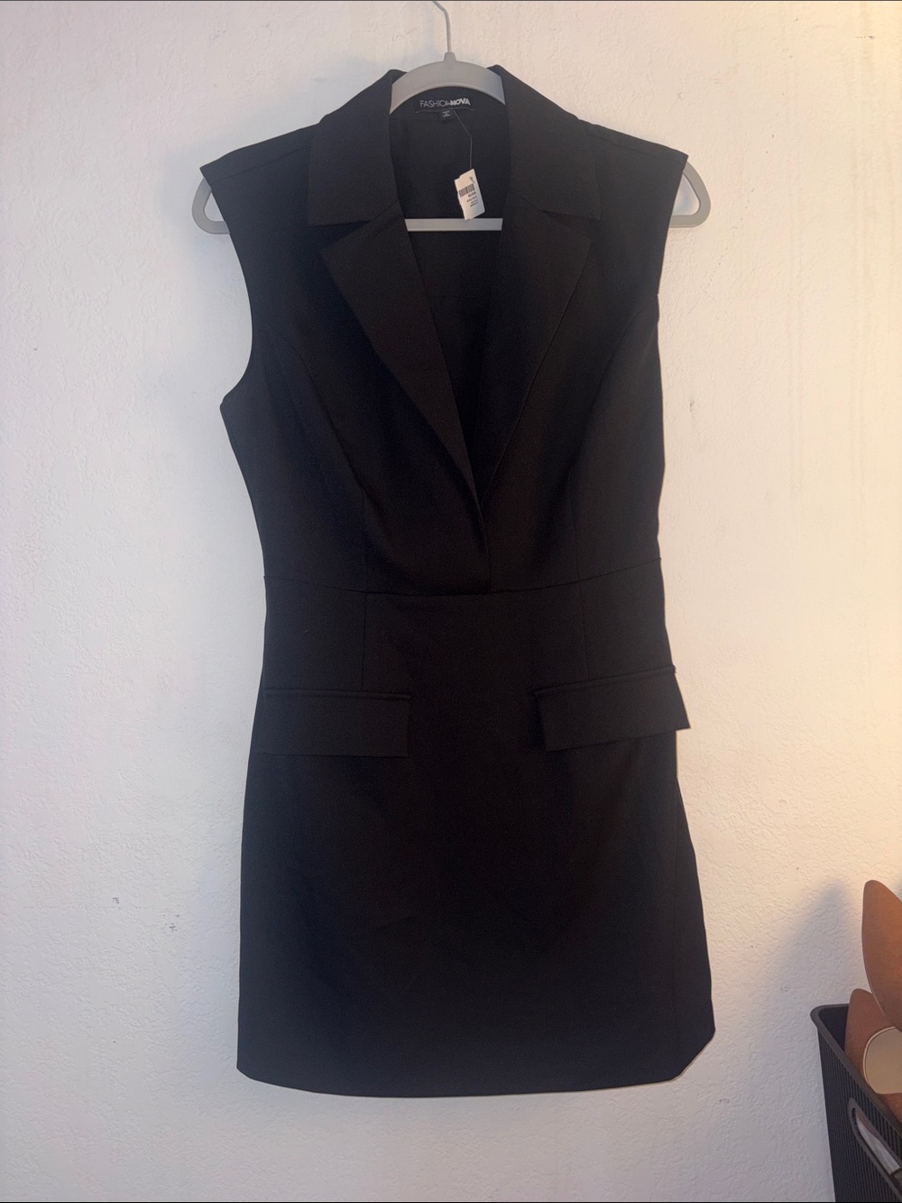 Fashion Nova Black Sleeveless Blazer Dress